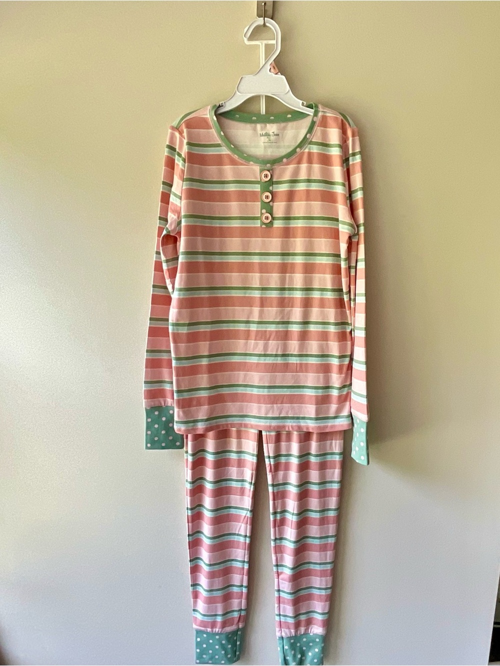 Matilda Jane Pink & Mint Striped Girls Pajama Set